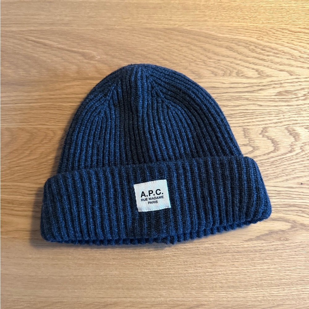 A.P.C. Charcoal Ribbed Knit Hat